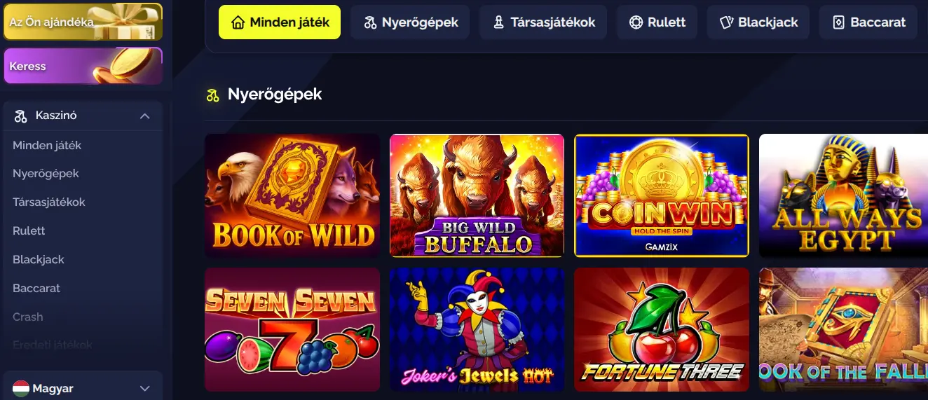 Goldbet kaszinó játékkategóriák — a nyerőgépek, élő kaszinó és crash-játékok szekciói